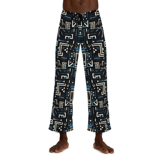 Men's Black Tribal Print Pajama Pants