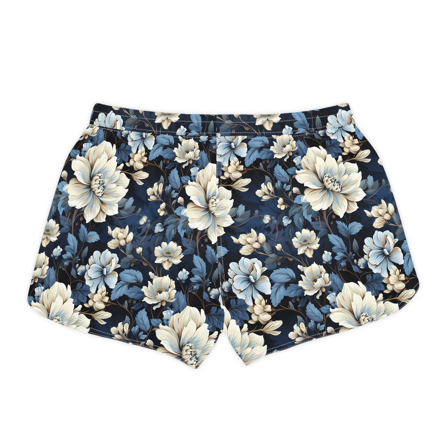 Women's Blue & White Floral Pattern Casual Shorts