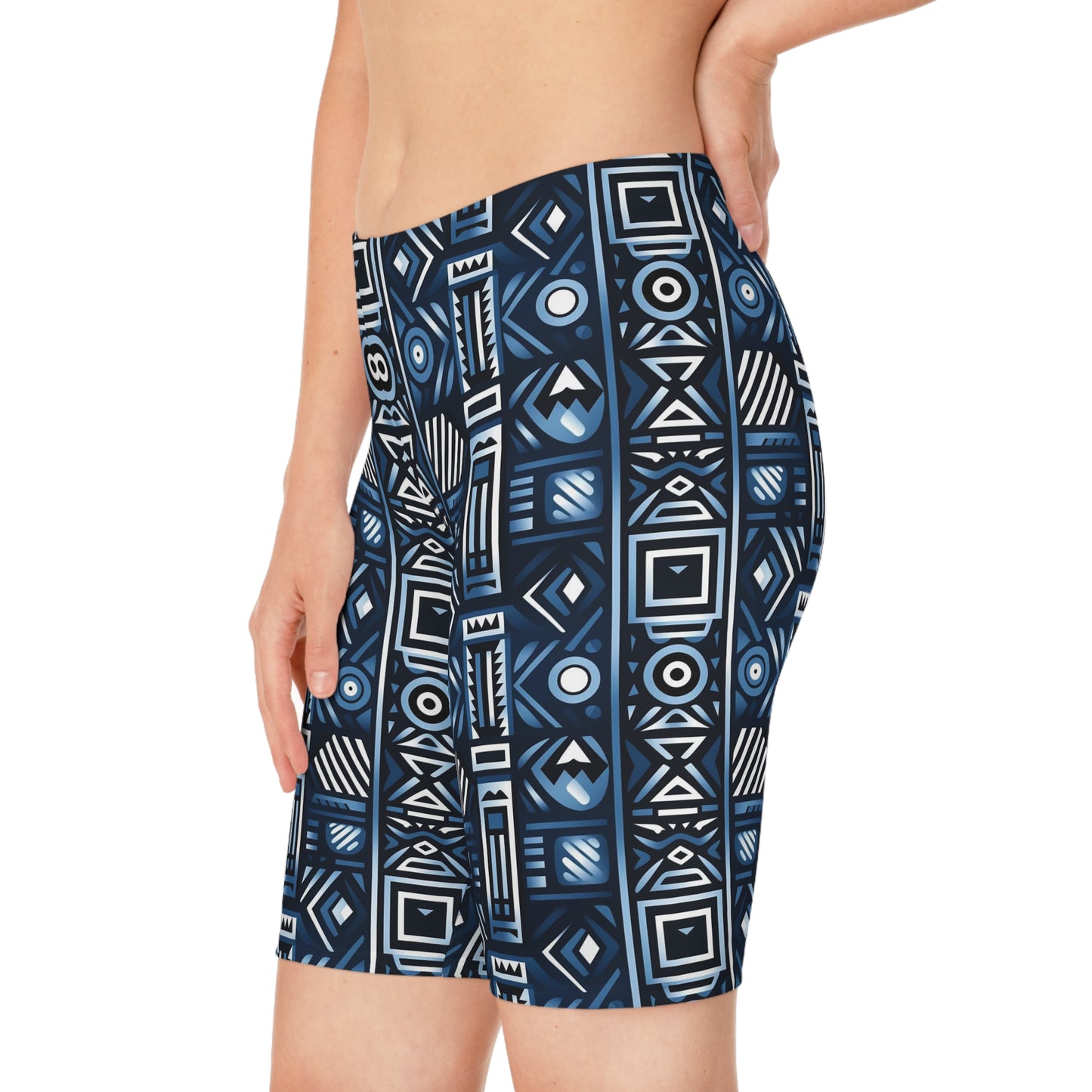 Women's Blue Tribal Pattern Bike Shorts