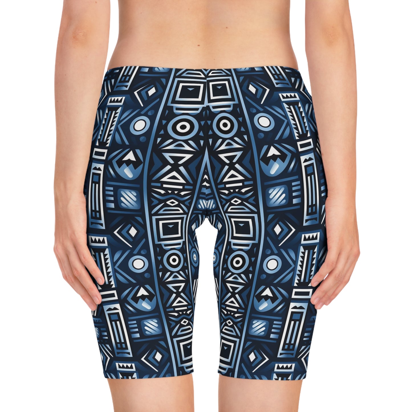 Women's Blue Tribal Pattern Bike Shorts