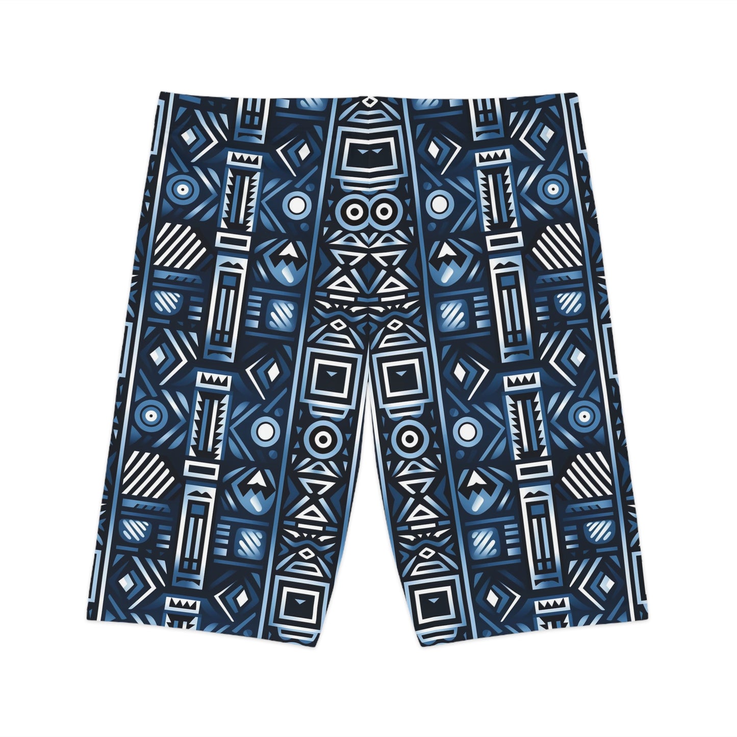 Women's Blue Tribal Pattern Bike Shorts