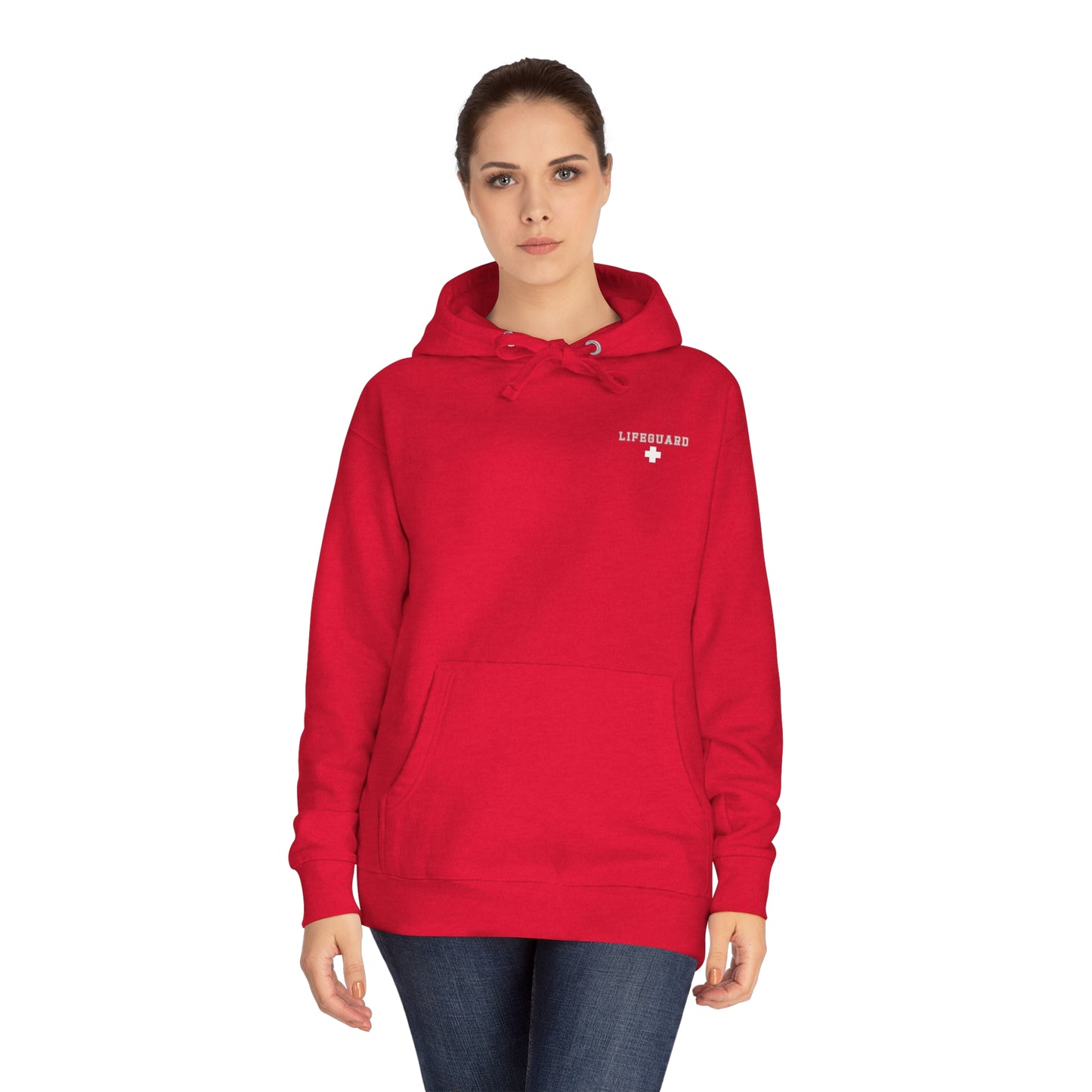 Unisex Fleece 2 Sided Lifeguard Hoodie - Red