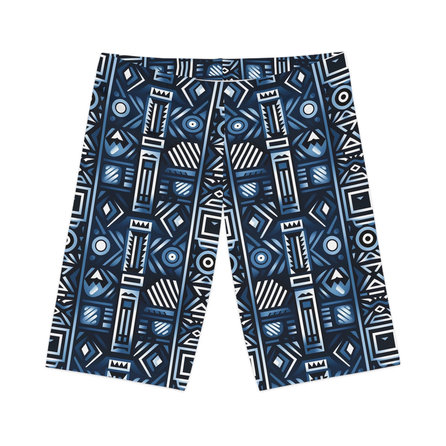 Women's Blue Tribal Pattern Bike Shorts