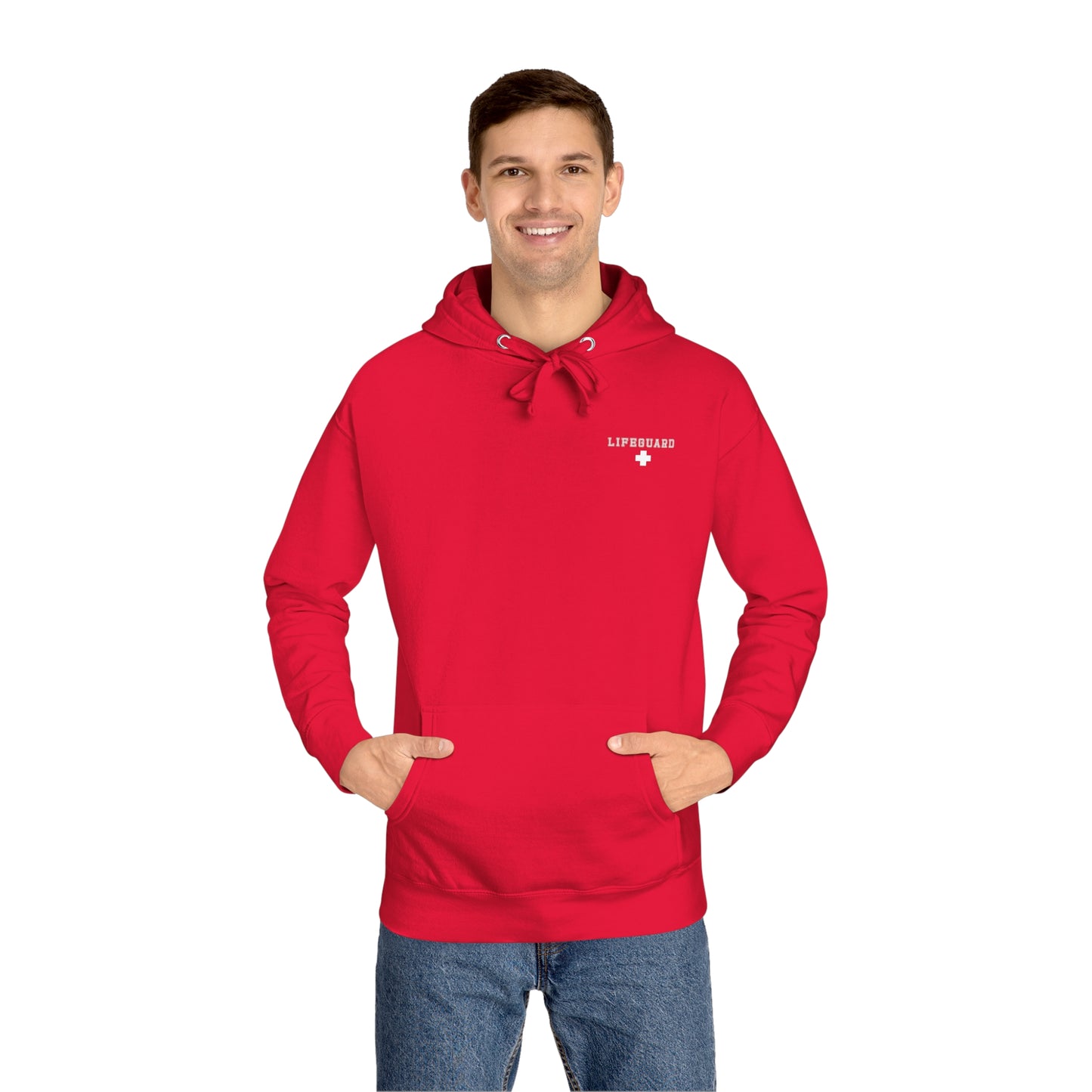 Unisex Fleece 2 Sided Lifeguard Hoodie - Red