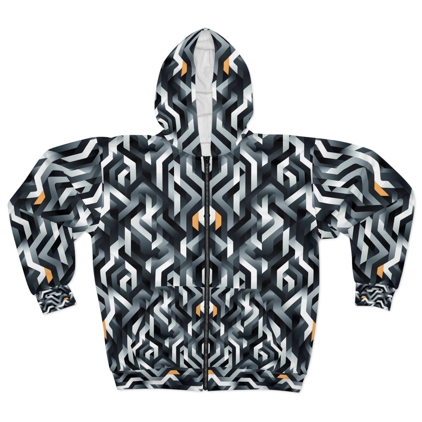 Unisex Geometric Pattern Zip Hoodie