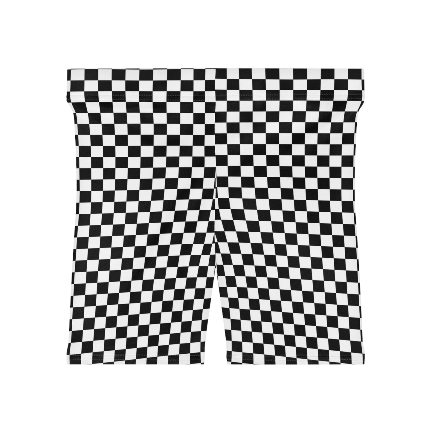 Women's B&W Checkered Biker Shorts