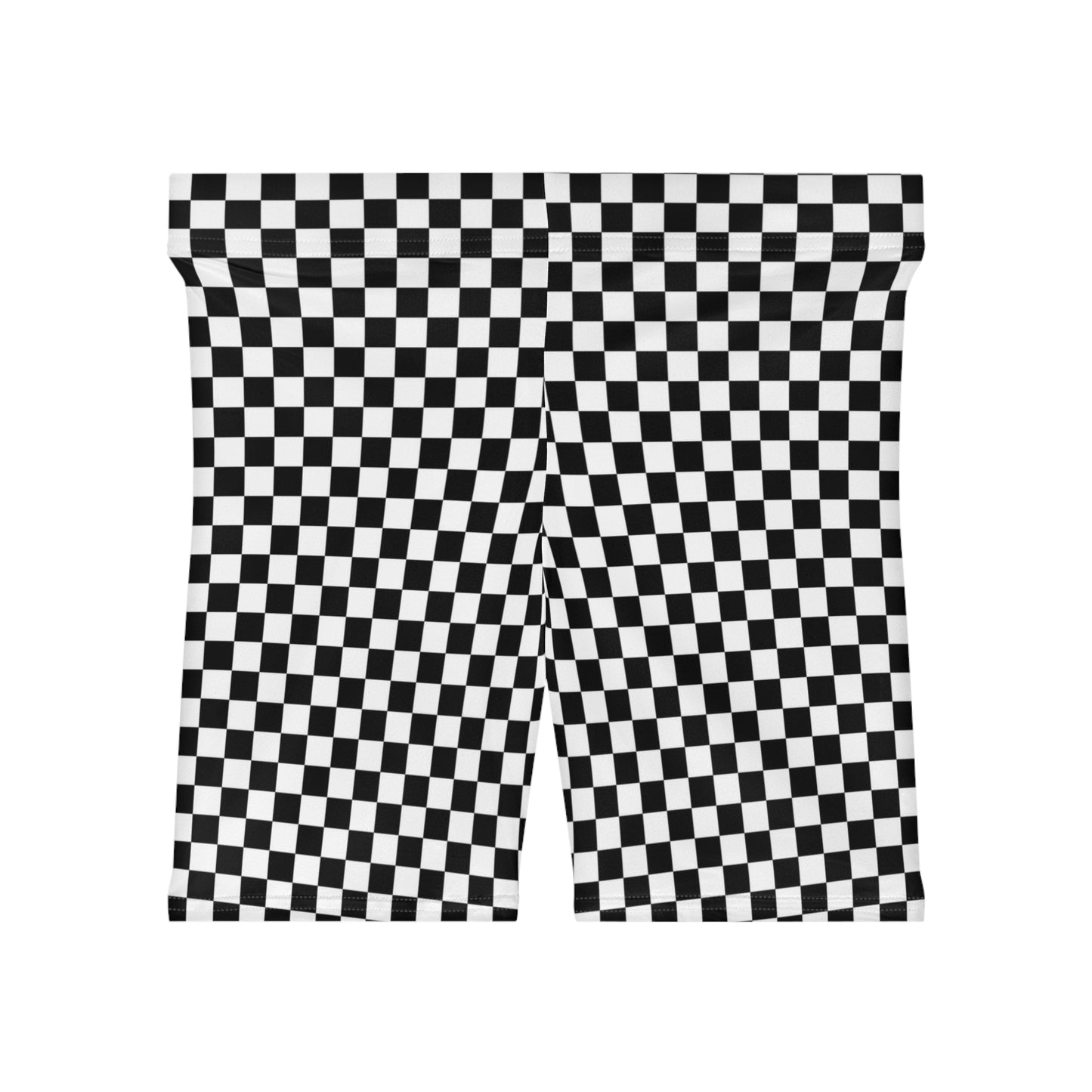 Women's B&W Checkered Biker Shorts