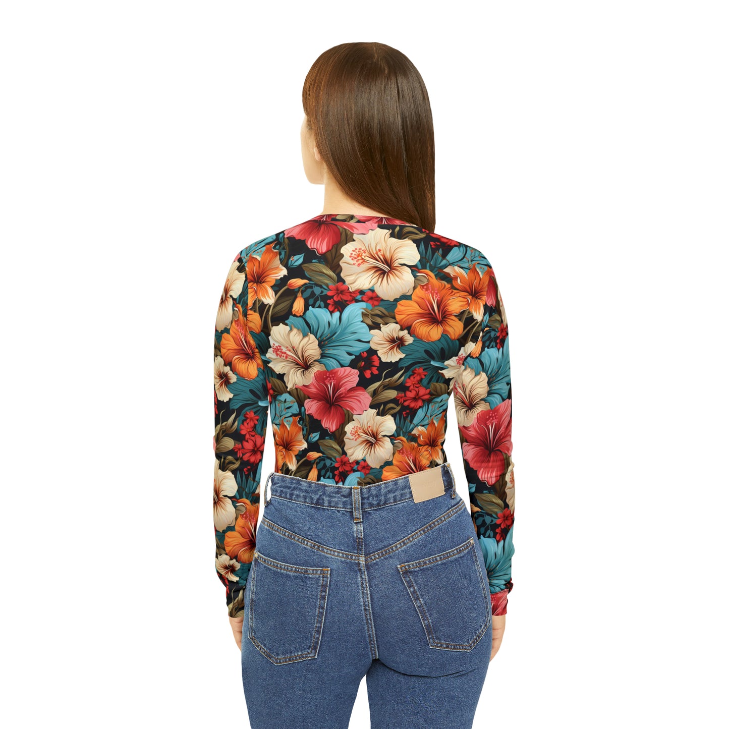 Women's Hawaiian Style Mixed Floral Long Sleeve V-neck Shirt