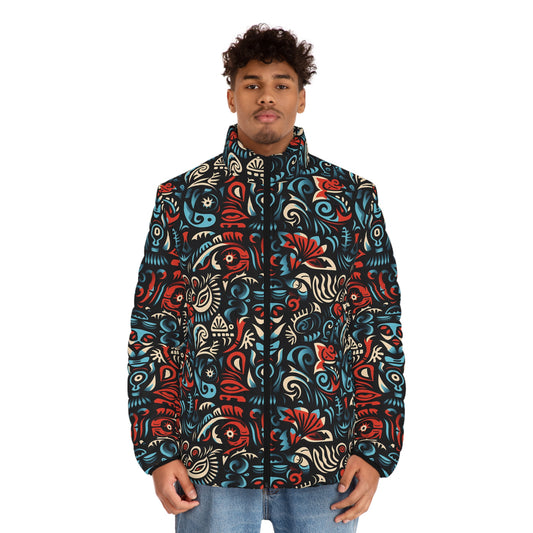 Men's Tribal Pattern Puffer Jacket