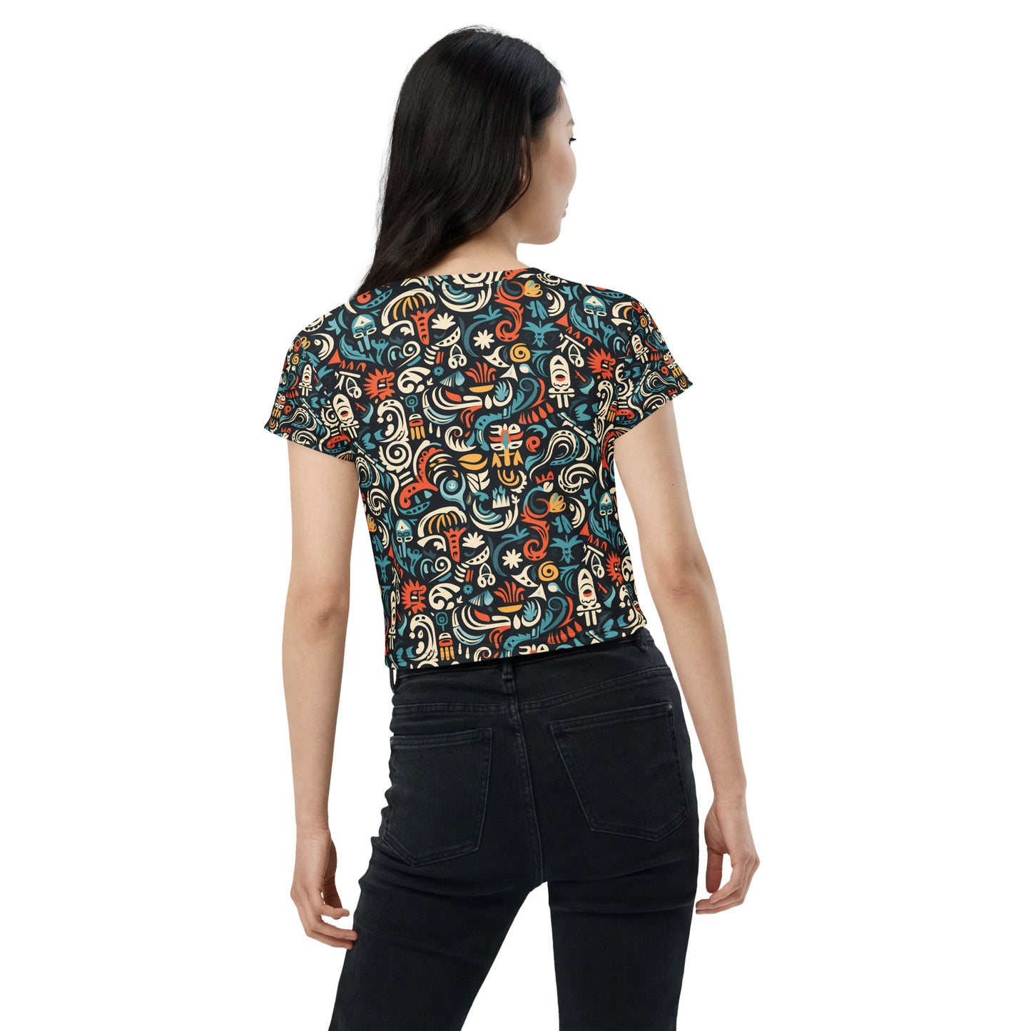 Women's Tribal Pattern Crop Tee