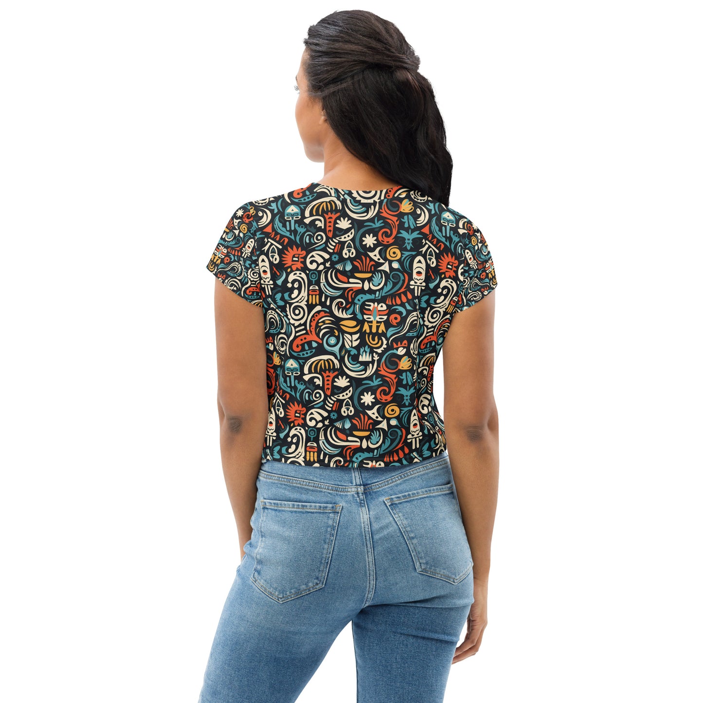 Women's Tribal Pattern Crop Tee