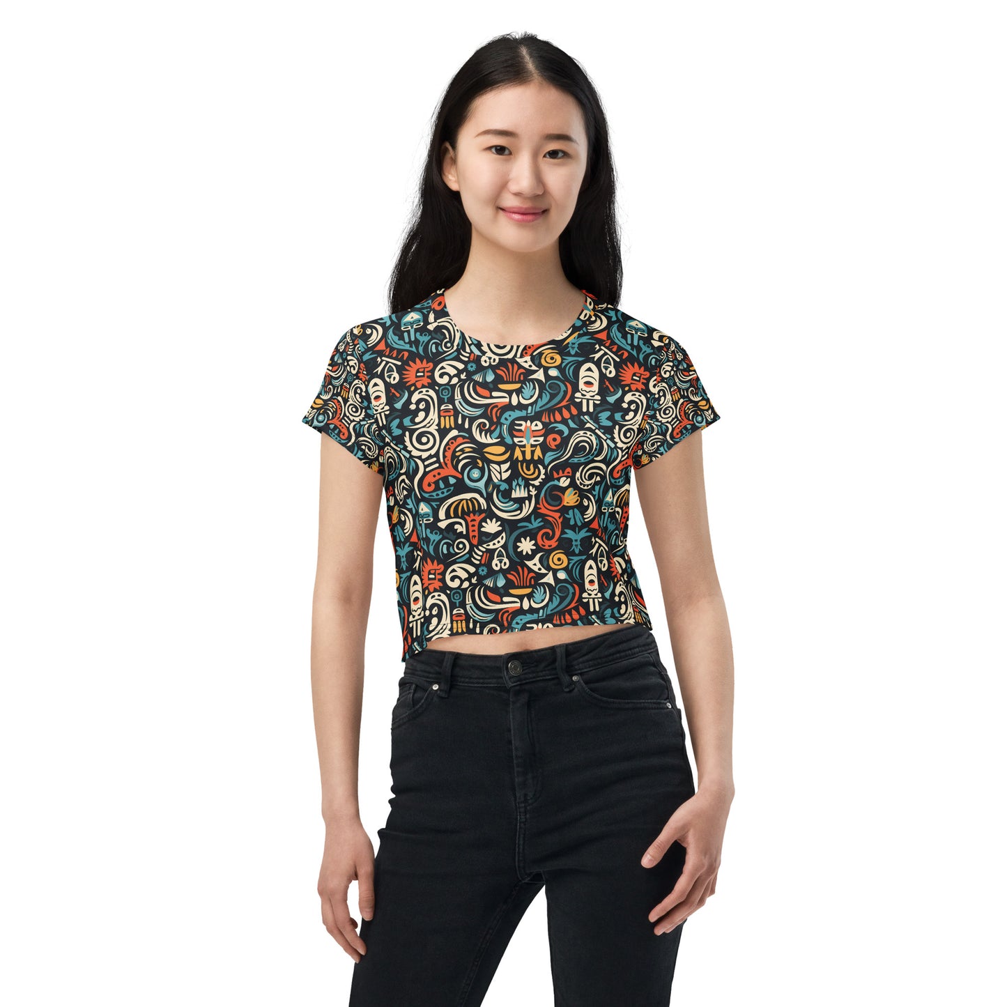 Women's Tribal Pattern Crop Tee