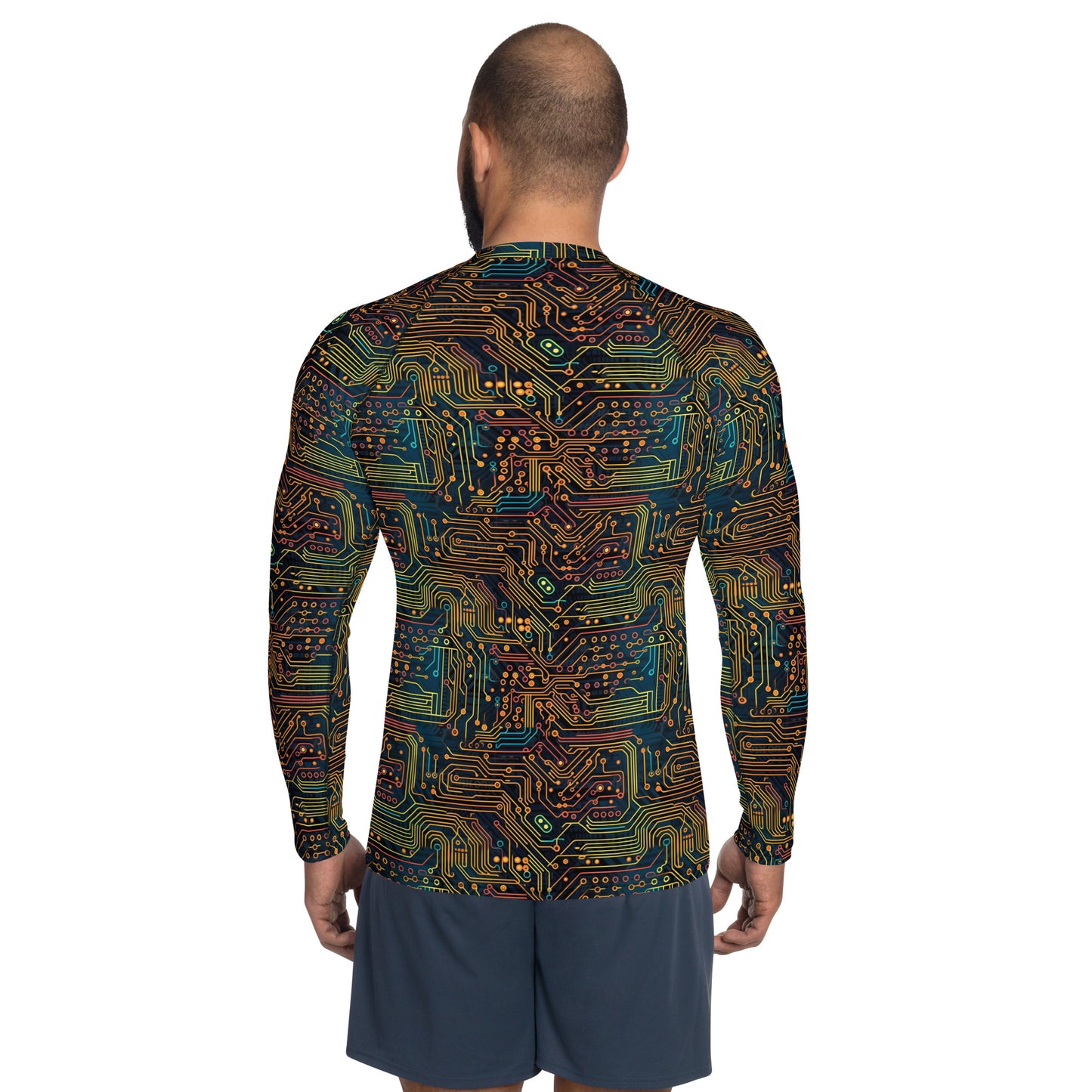 Circuit Board Pattern Men's Rash Guard