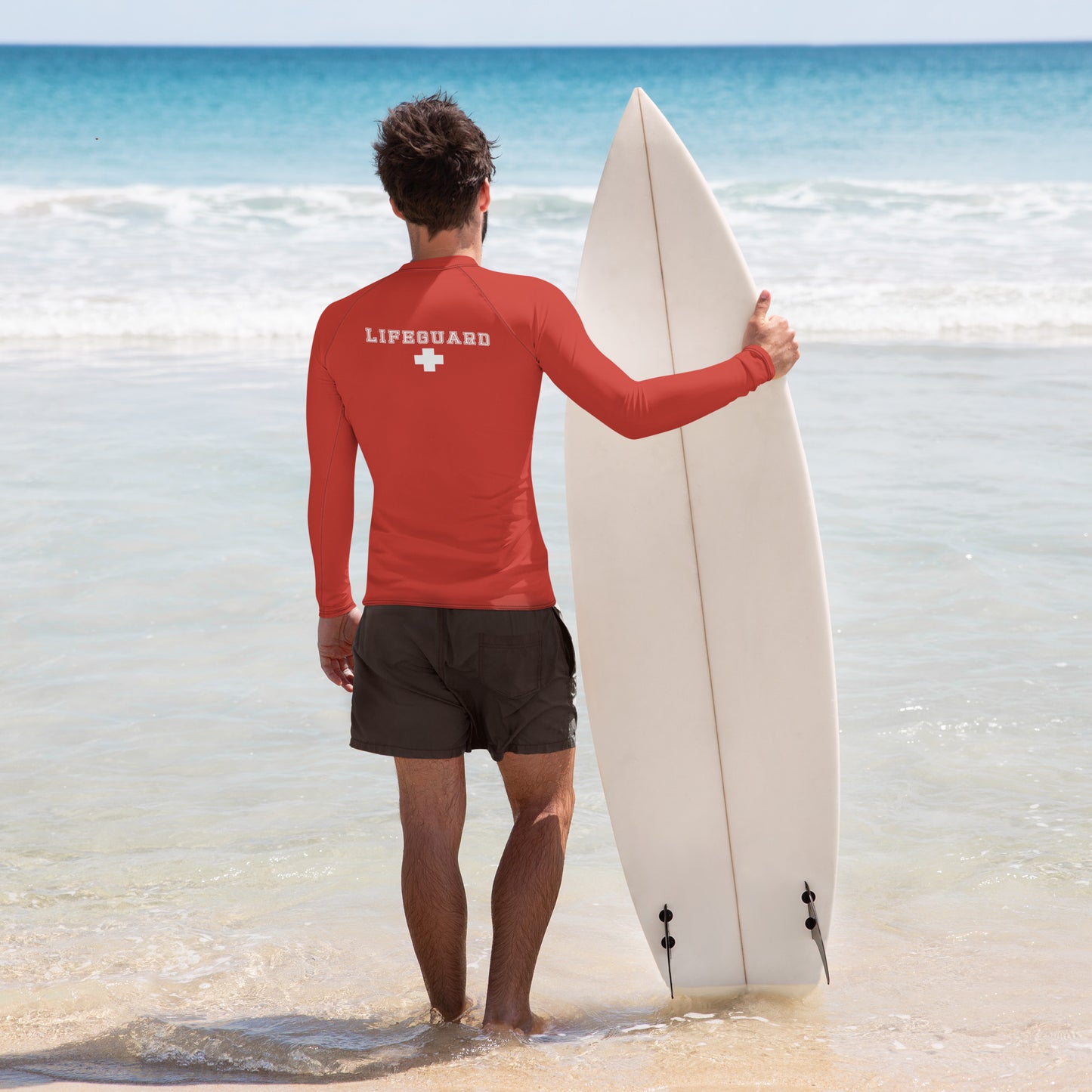 Men's Lifeguard Red Rash Guard