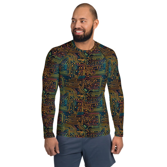 Circuit Board Pattern Men's Rash Guard