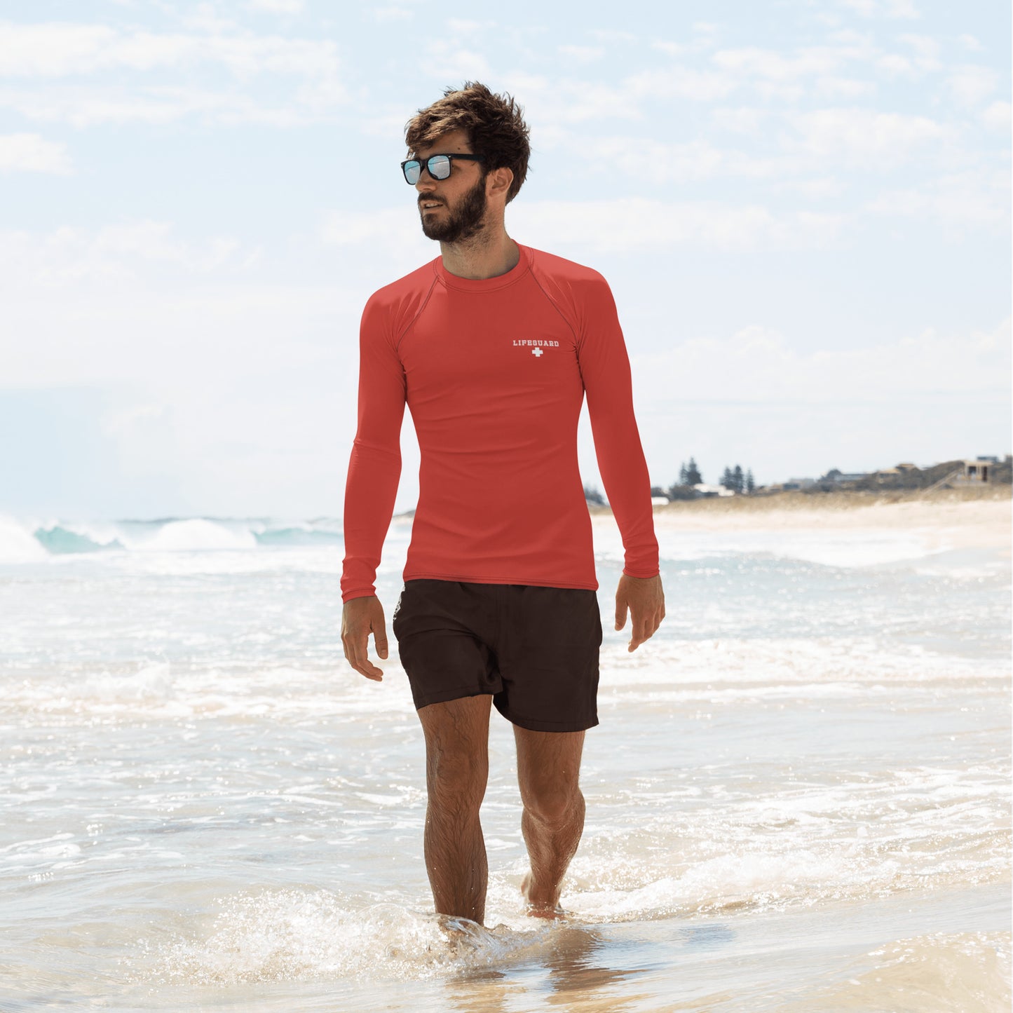 Men's Lifeguard Red Rash Guard