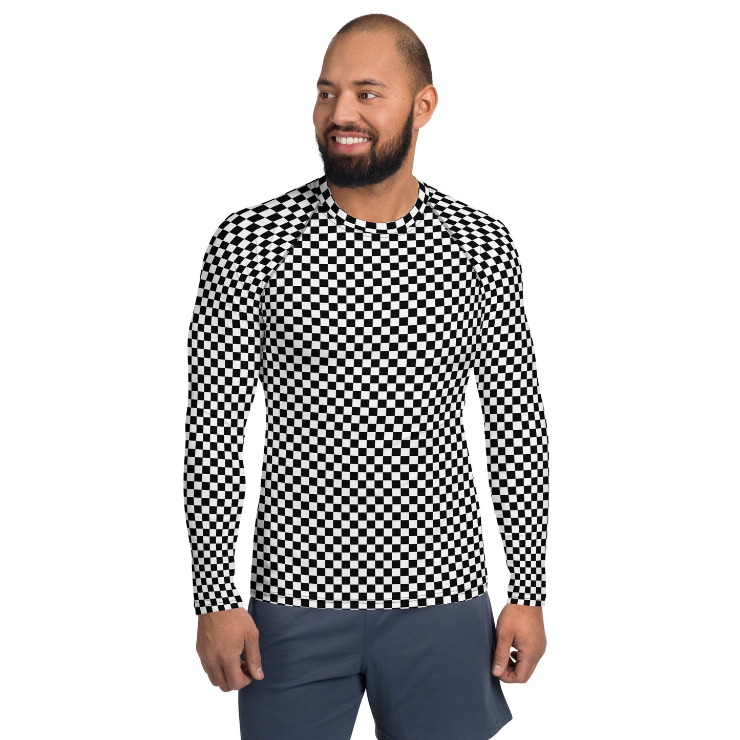 Men's B&W Checkered Rash Guard