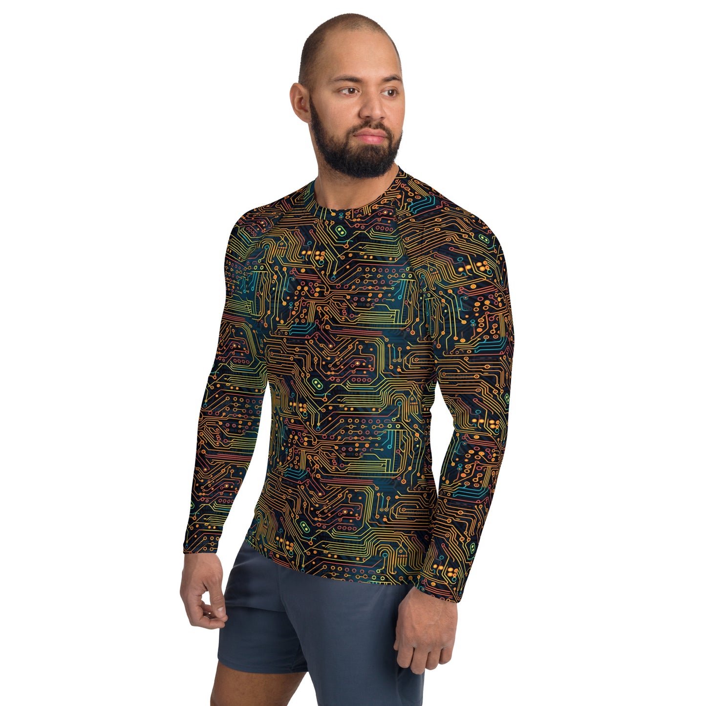 Circuit Board Pattern Men's Rash Guard