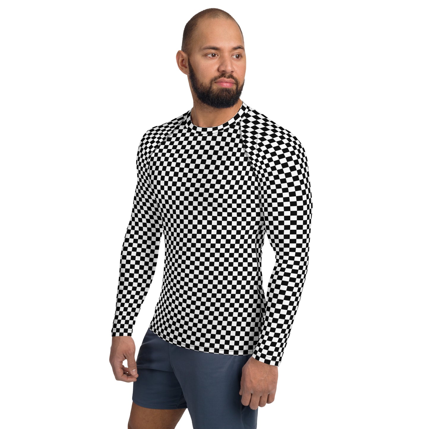 Men's B&W Checkered Rash Guard