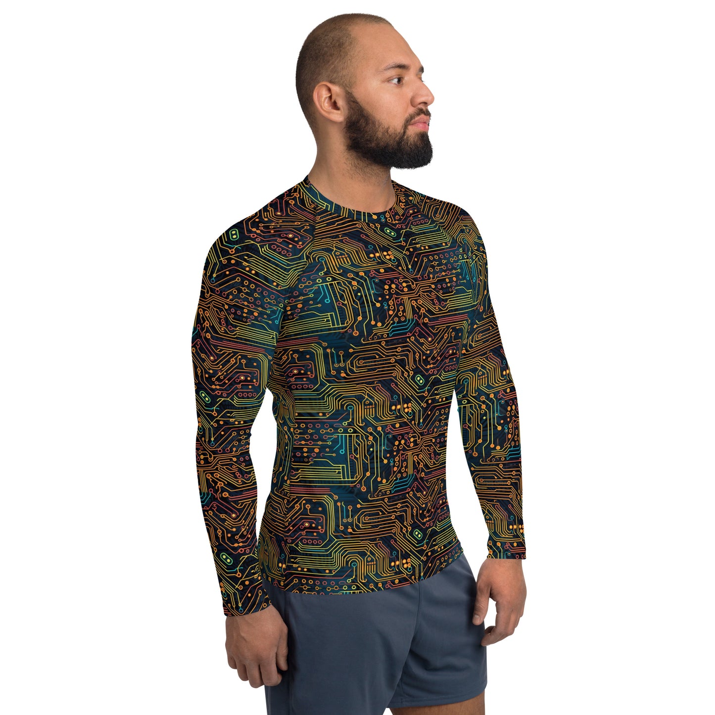 Circuit Board Pattern Men's Rash Guard