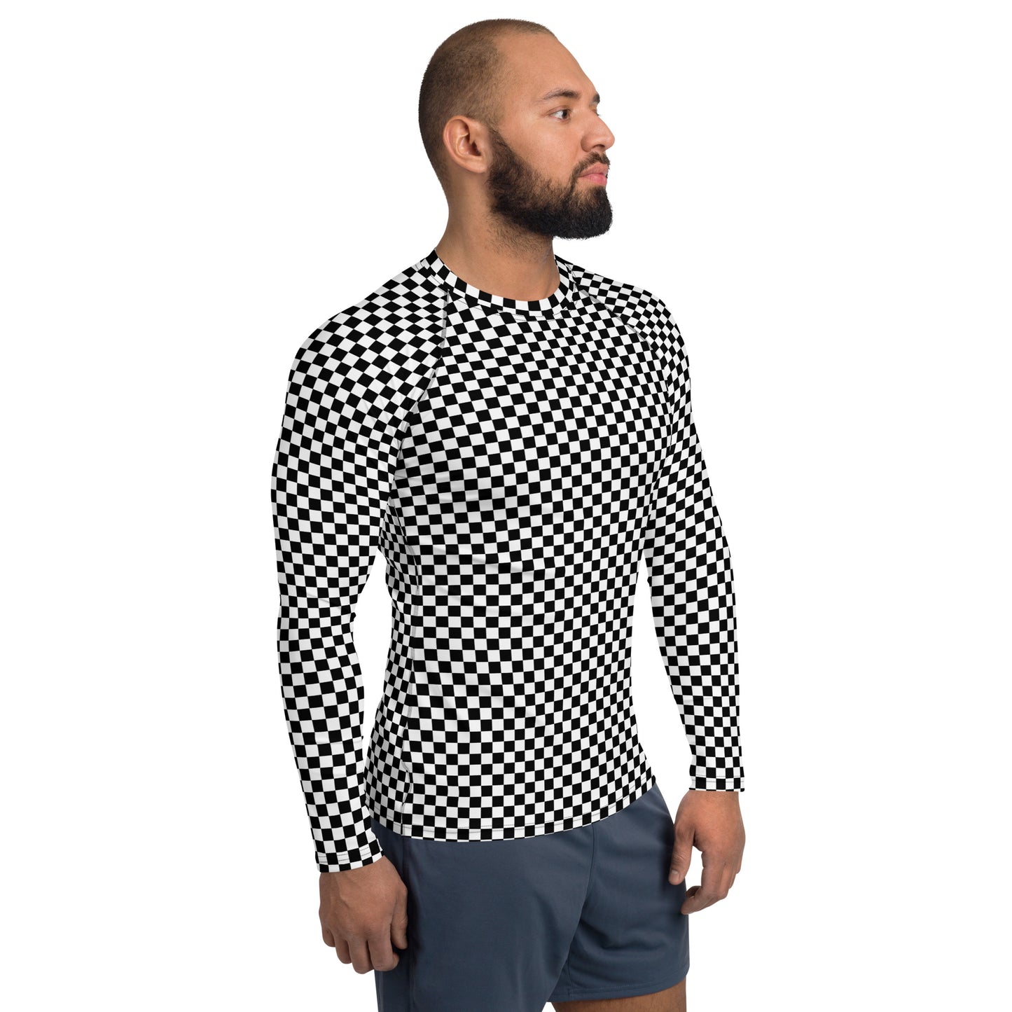 Men's B&W Checkered Rash Guard