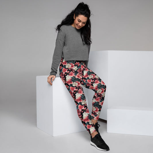 Women's Pink Plumeria Joggers