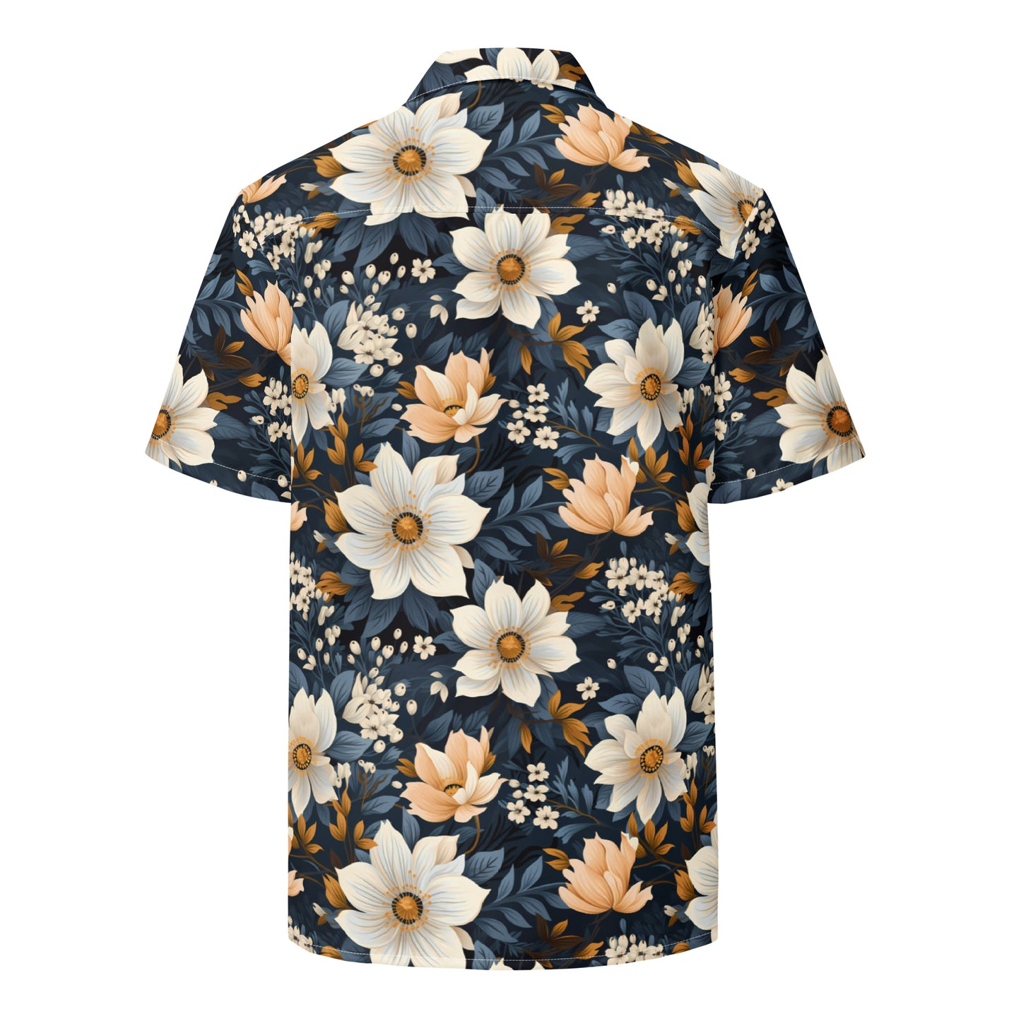 Blue & White Floral Unisex button shirt