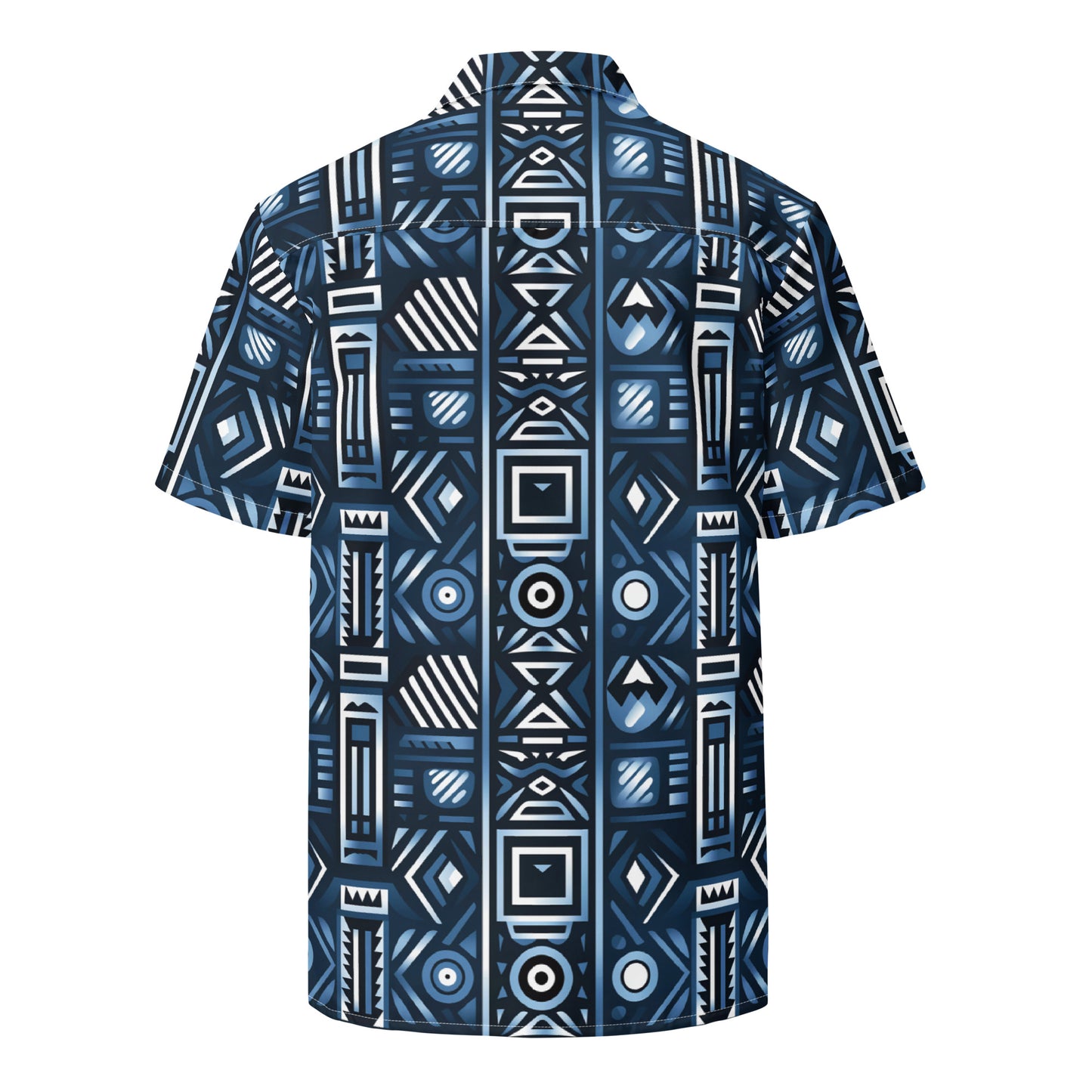 Unisex Blue Tribal Pattern button shirt