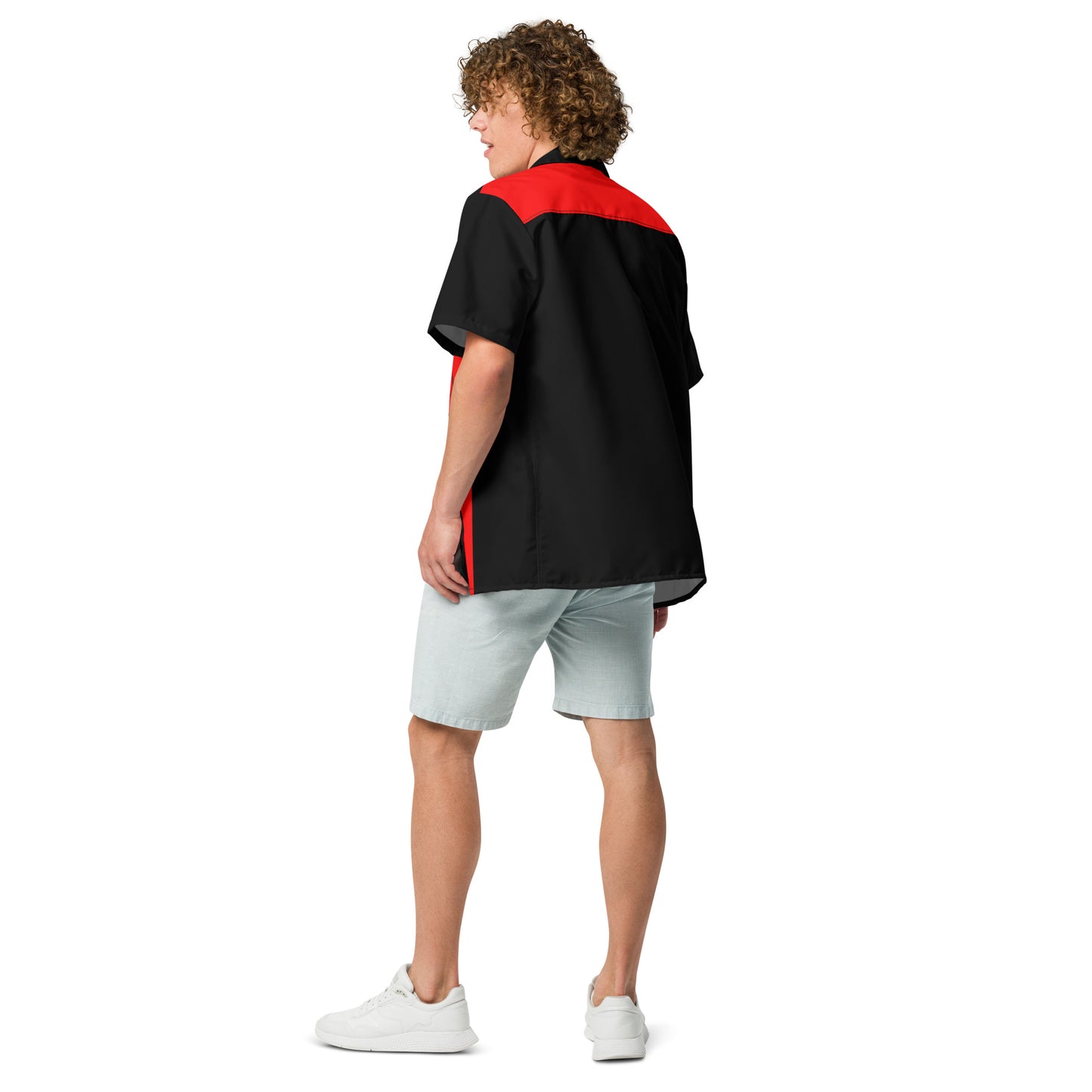 Red & Black Vintage Style Unisex Bowling Shirt