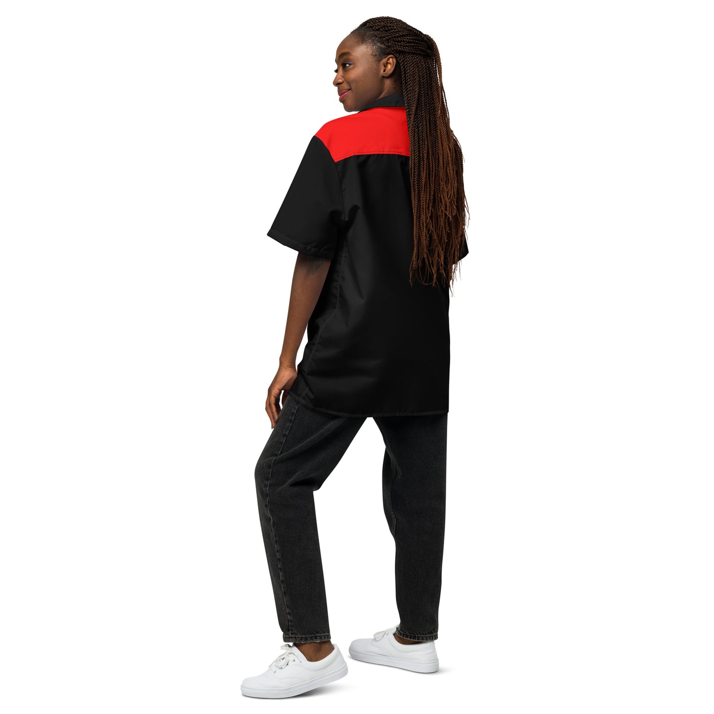 Red & Black Vintage Style Unisex Bowling Shirt