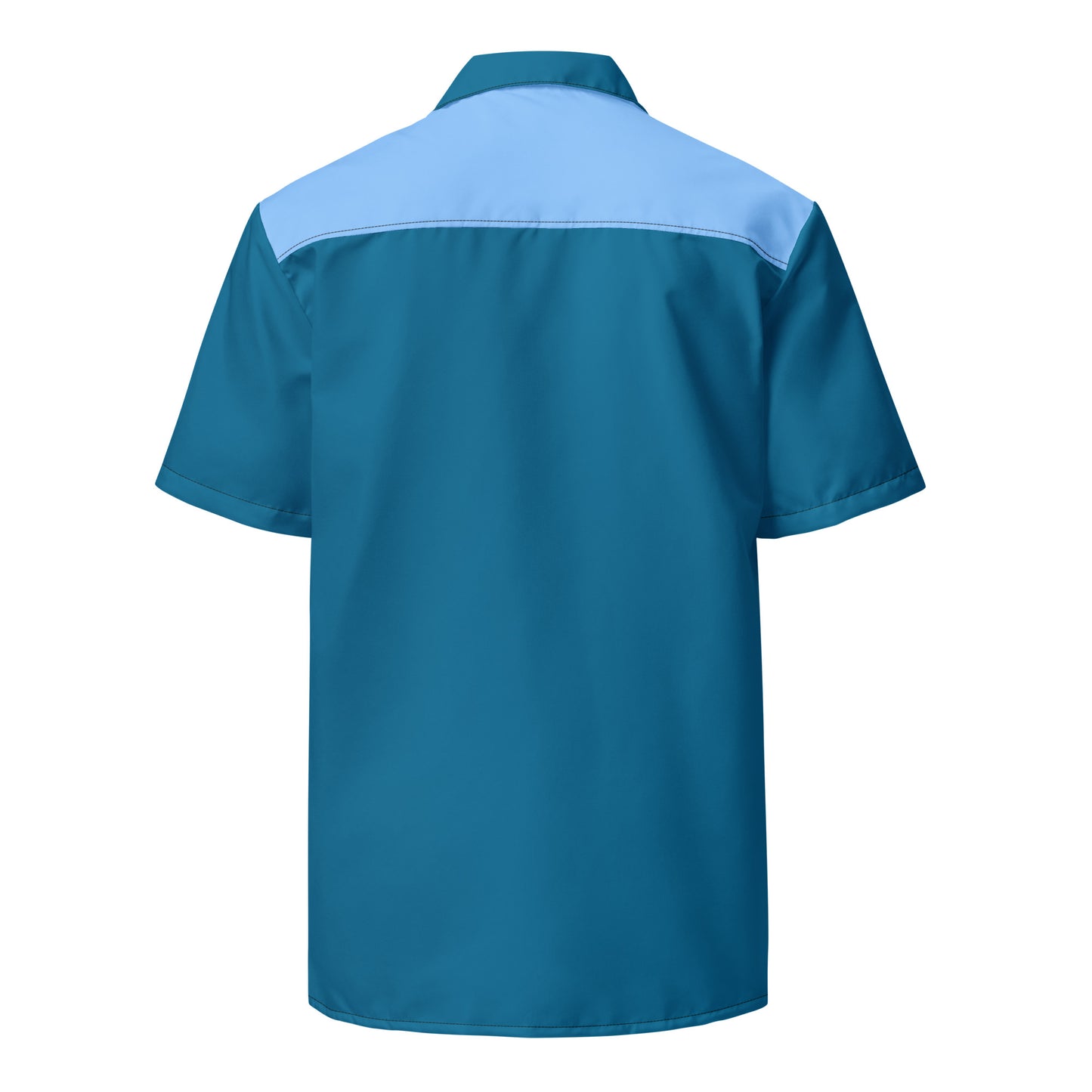 Two Tone Blue Vintage Style Unisex Bowling Shirt