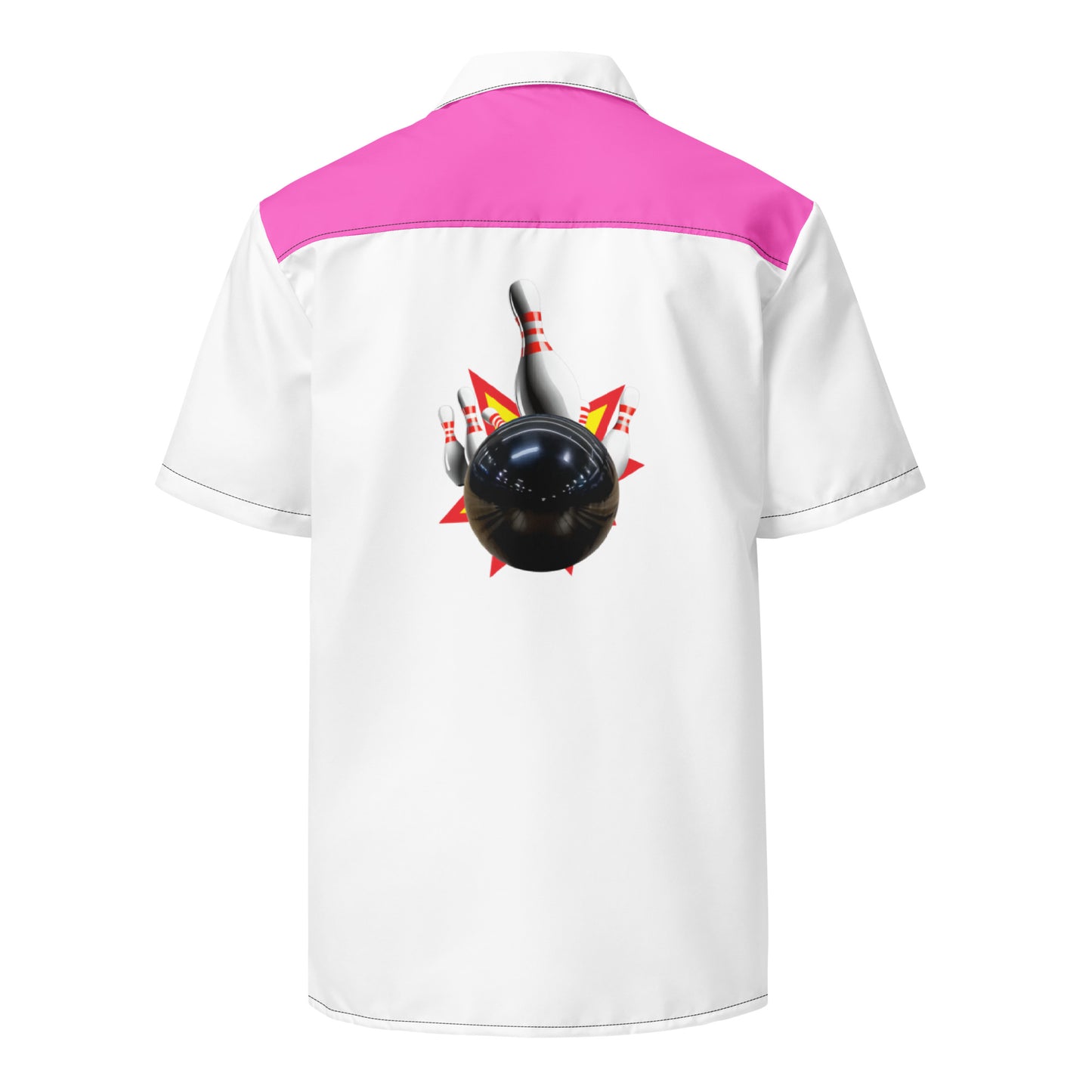 Pink & White Vintage Style Unisex Bowling Shirt