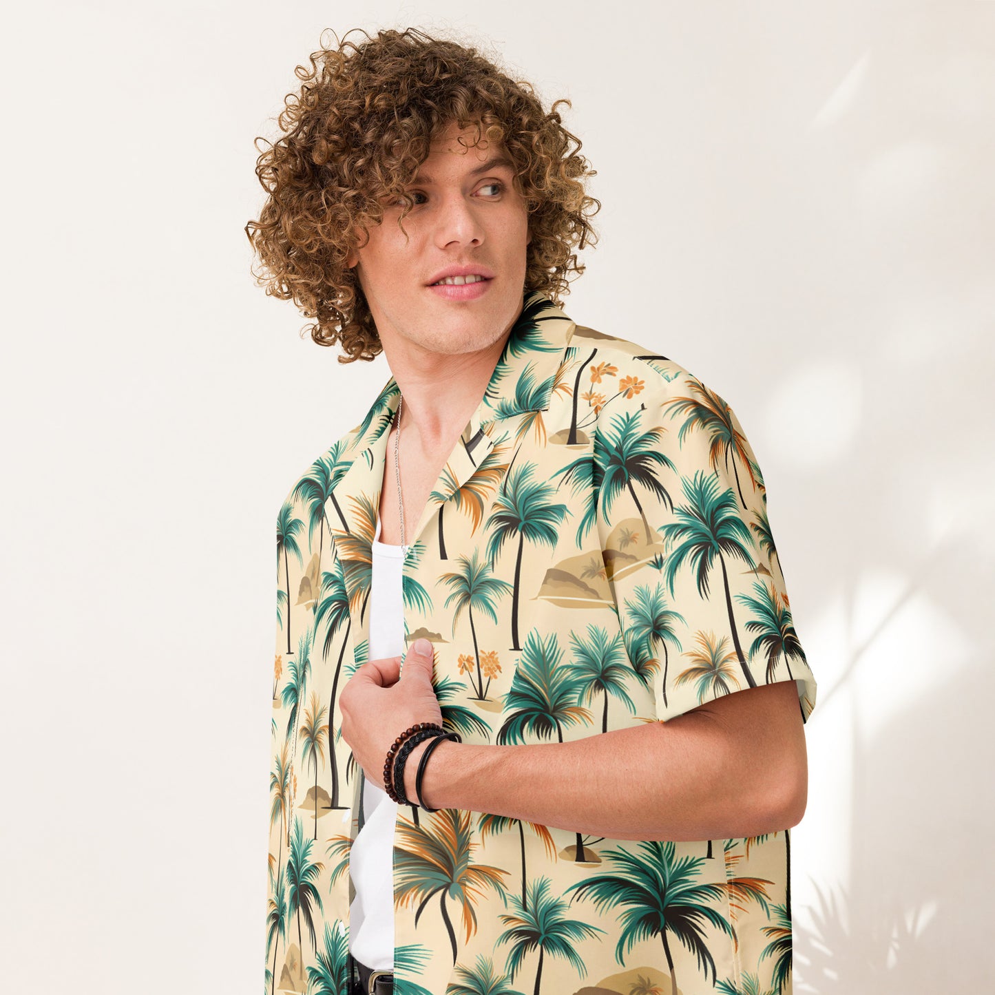 Unisex Palm Tree Pattern button shirt