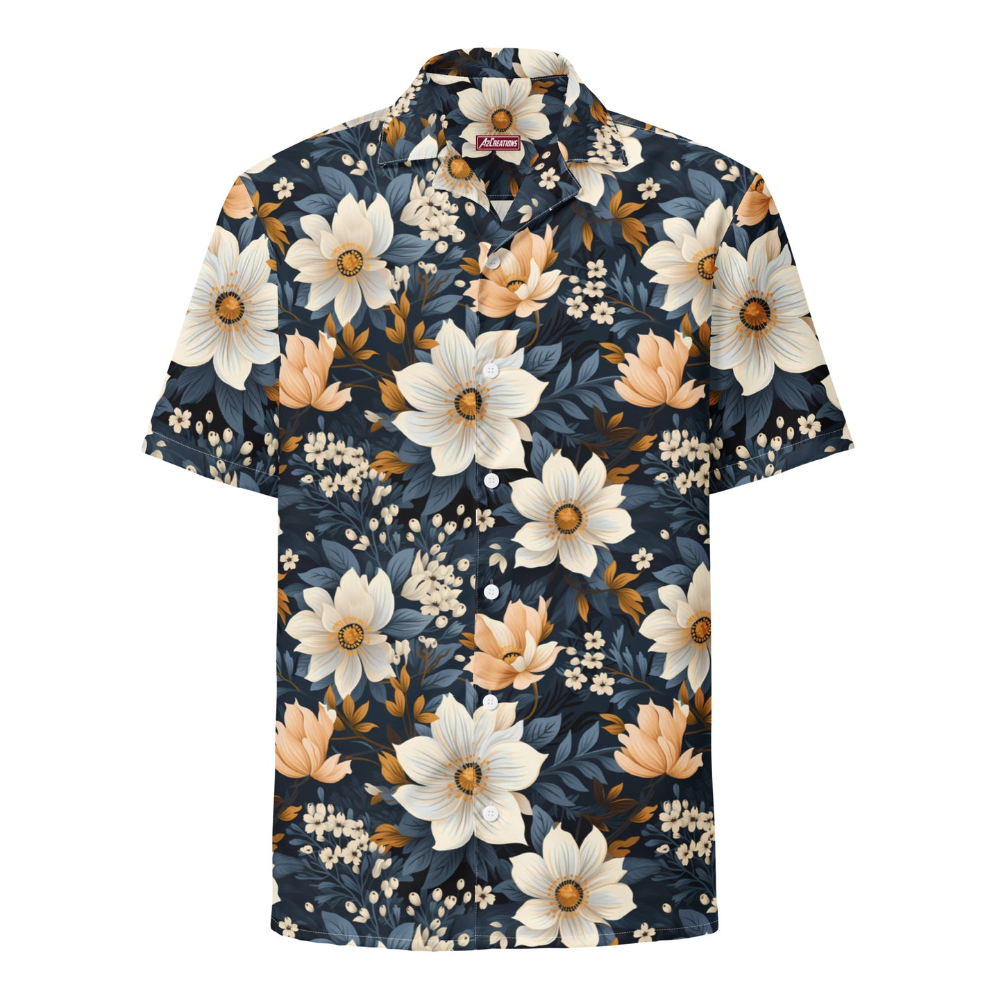 Blue & White Floral Unisex button shirt