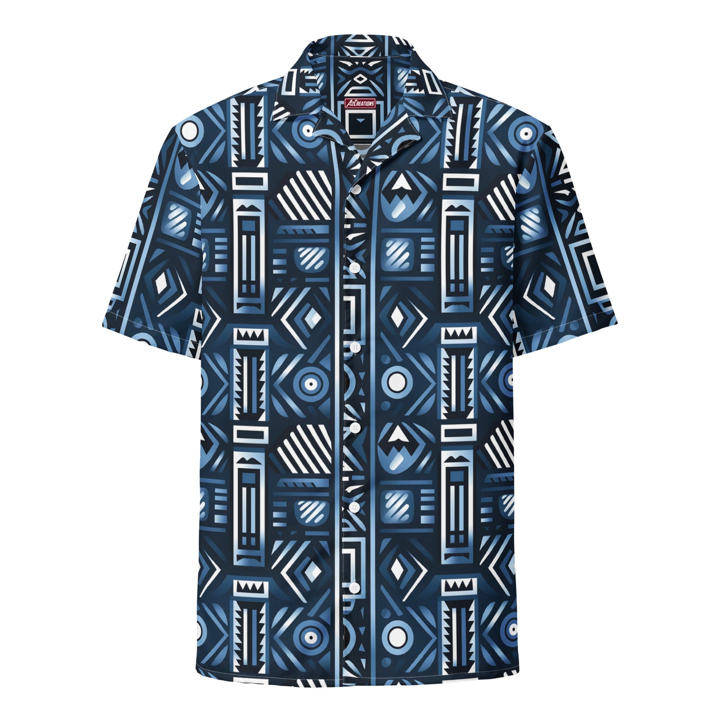 Unisex Blue Tribal Pattern button shirt