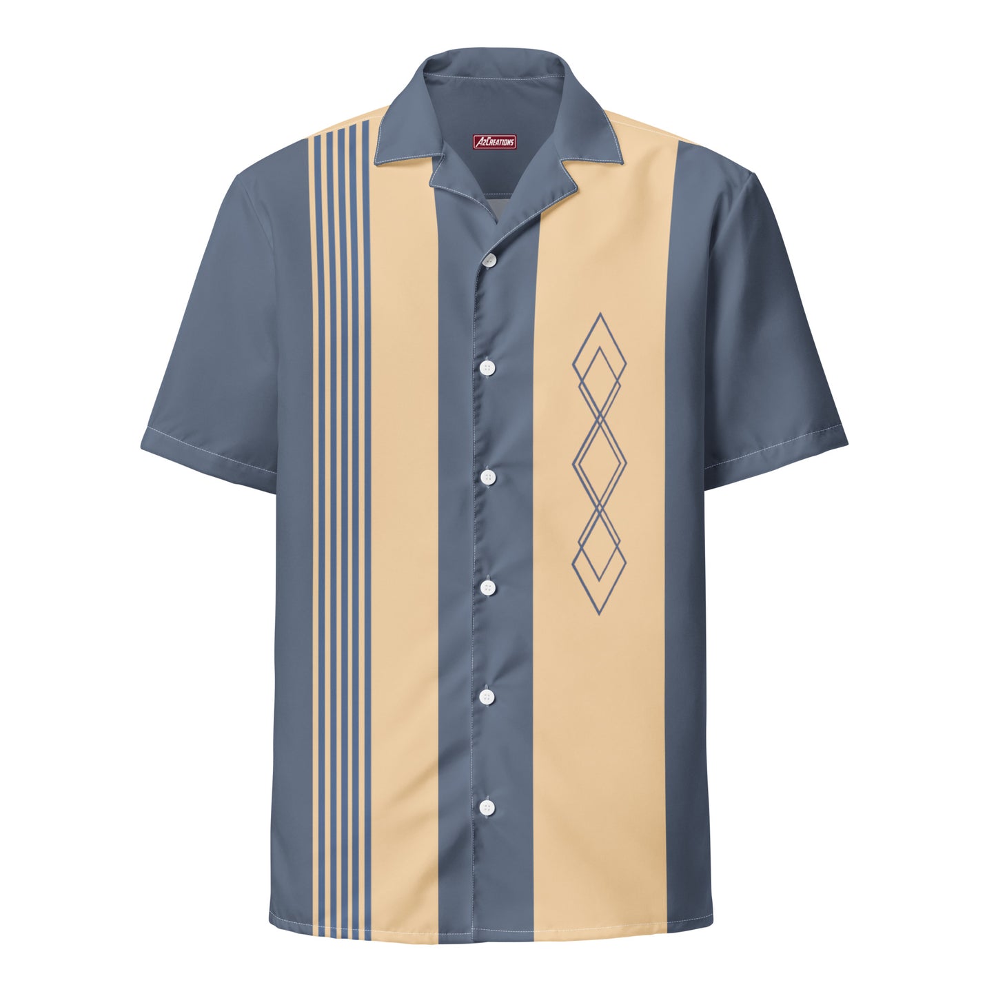 Slate & Tan Vintage Style Unisex Bowling Shirt