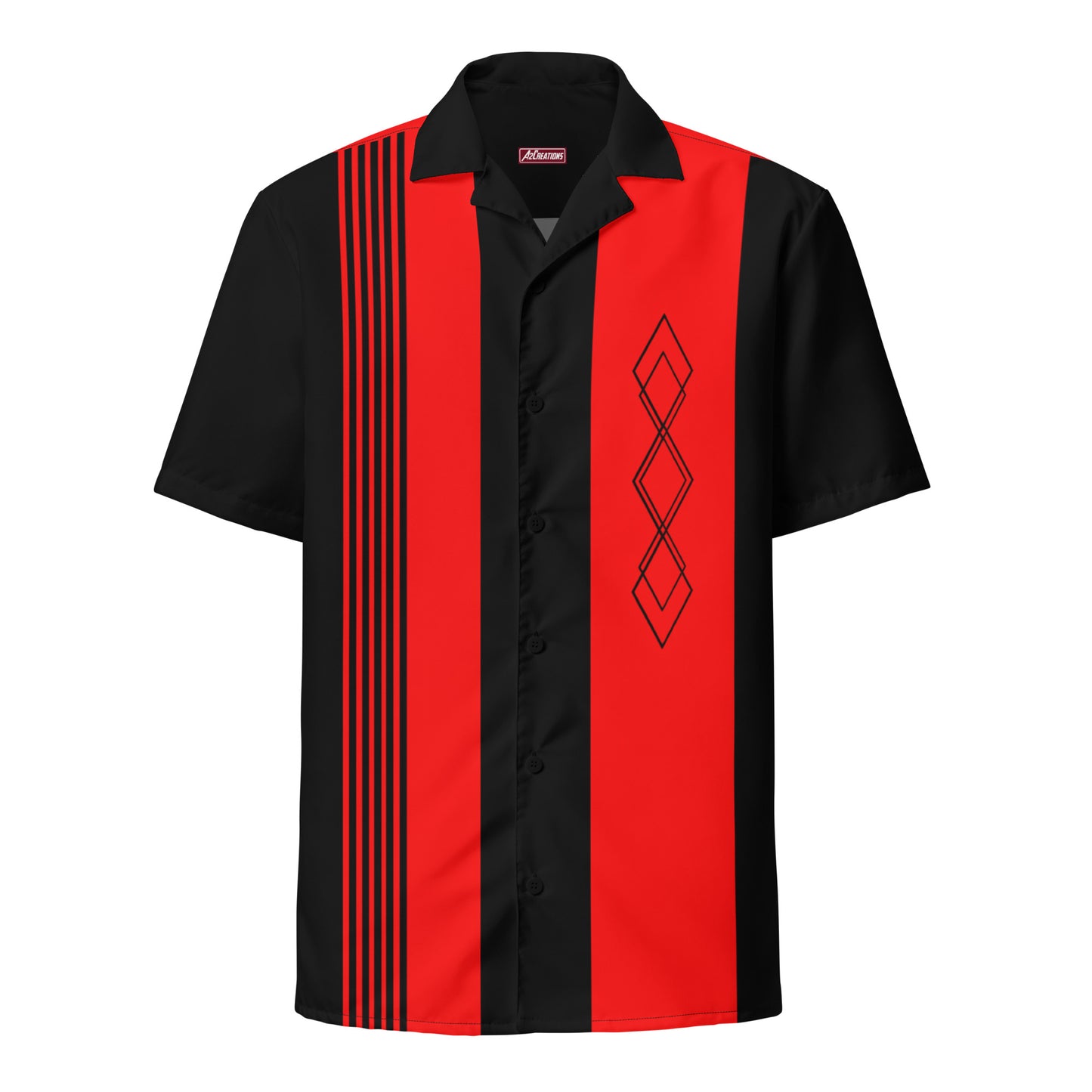 Red & Black Vintage Style Unisex Bowling Shirt