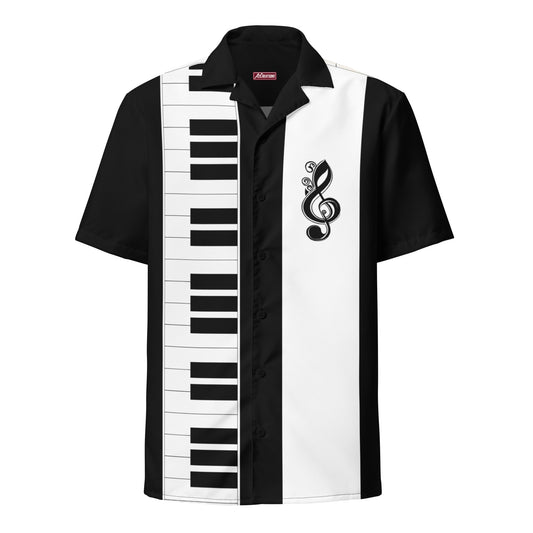 Rockabilly Style Piano Theme Unisex Bowling Shirt