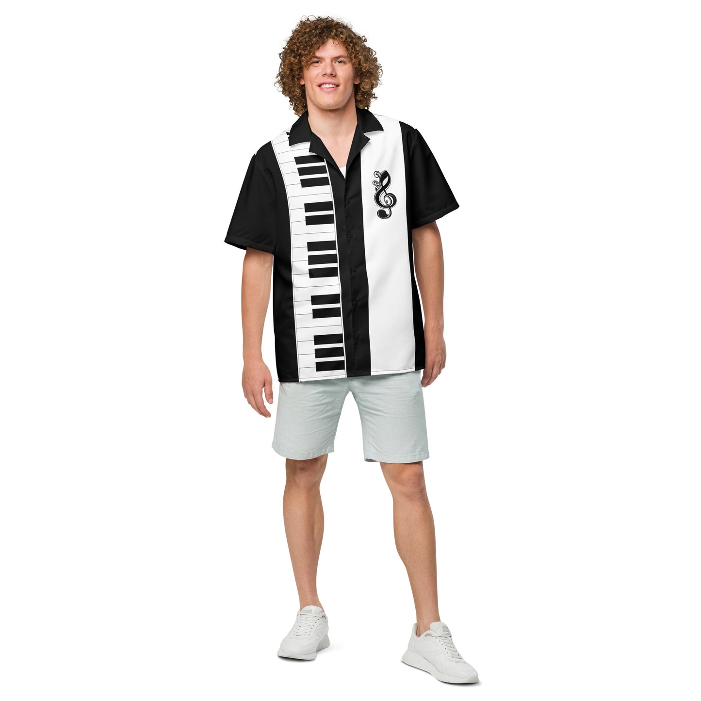 Rockabilly Style Piano Theme Unisex Bowling Shirt