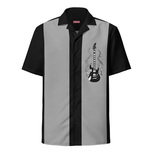 Rockabilly Style Guitar Theme Unisex Bowling Shirt