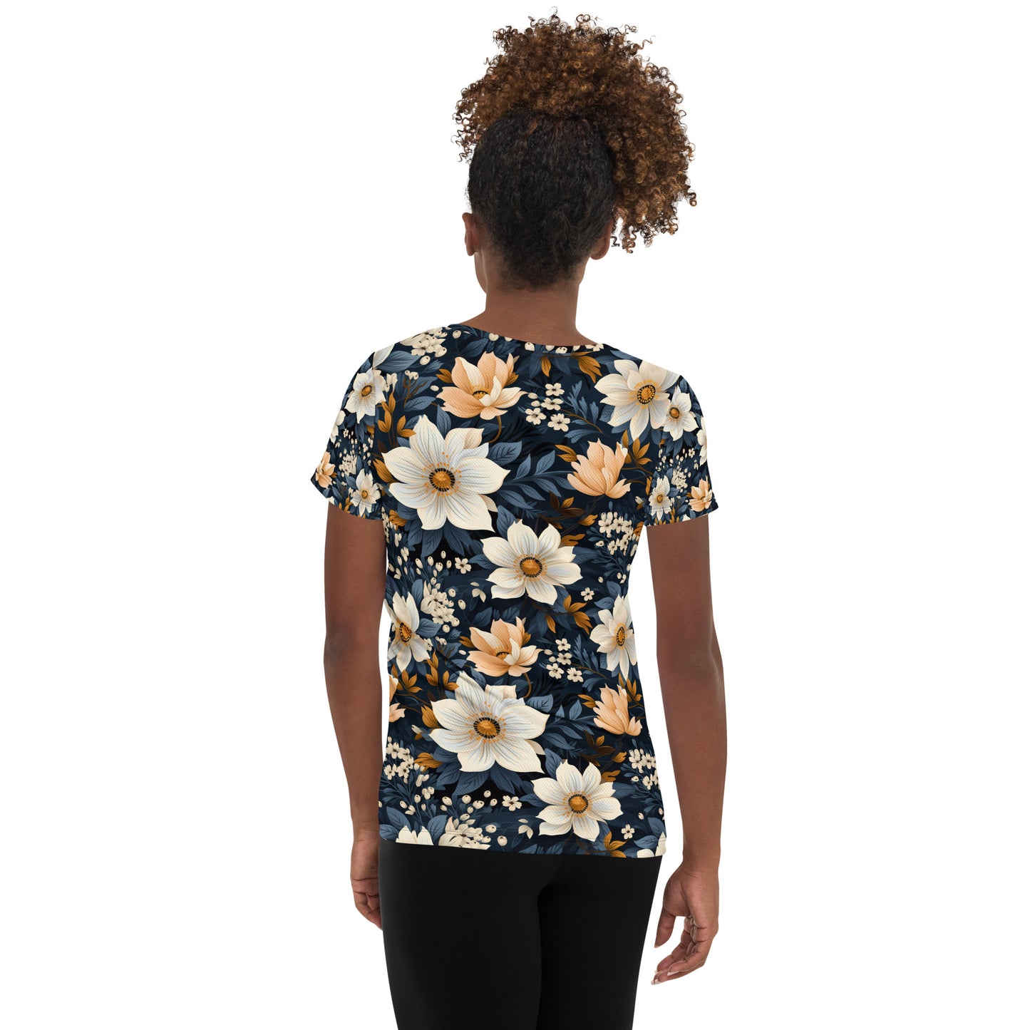 Women's Blue & White Floral Athletic T-shirt