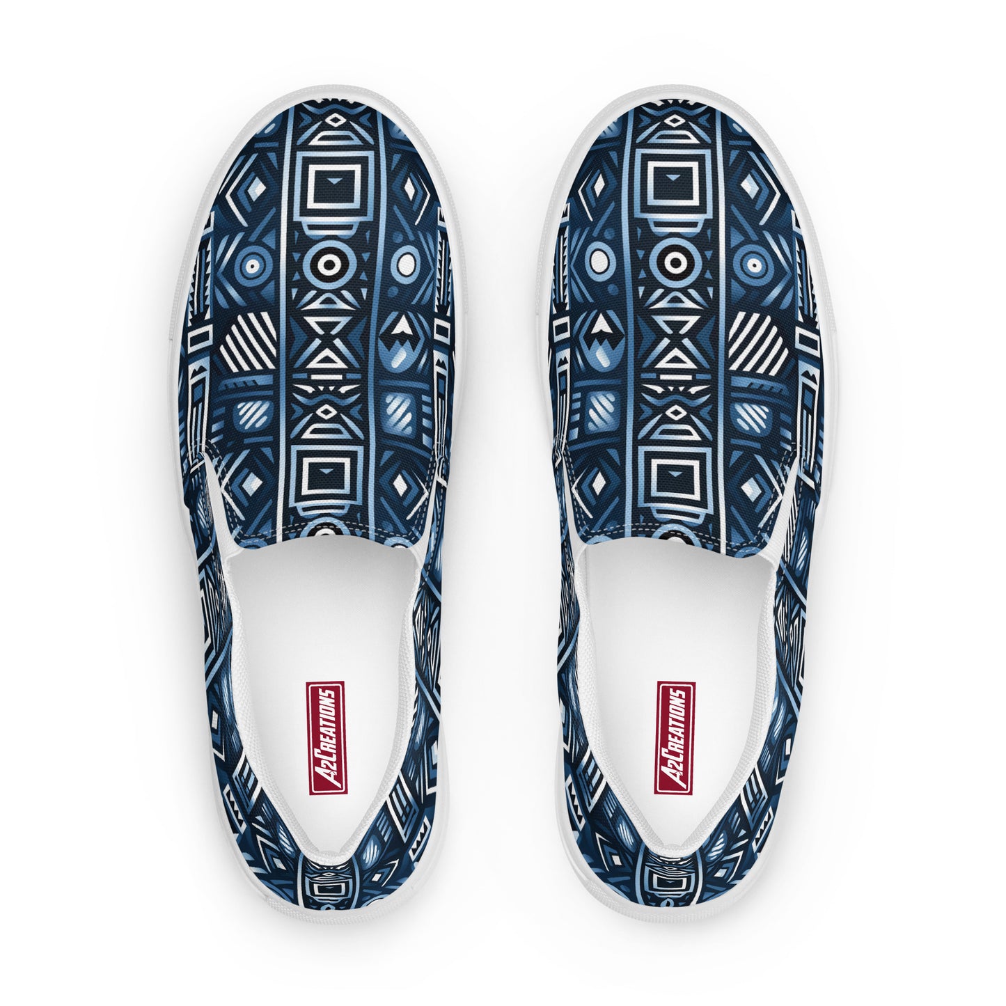 Men’s Blue Tribal Pattern slip-on canvas shoes