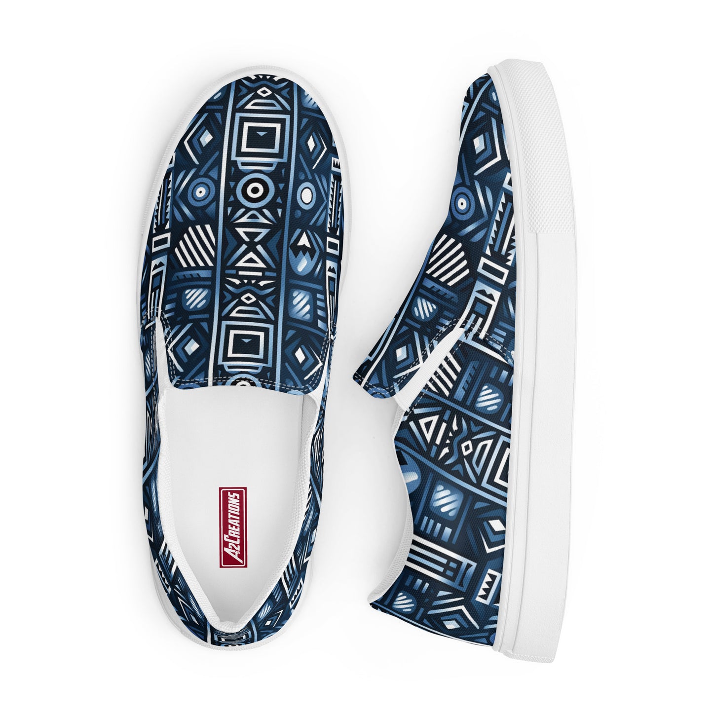 Men’s Blue Tribal Pattern slip-on canvas shoes