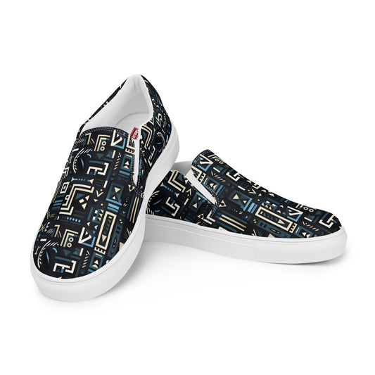 Men’s Black Tribal Pattern slip-on canvas shoes