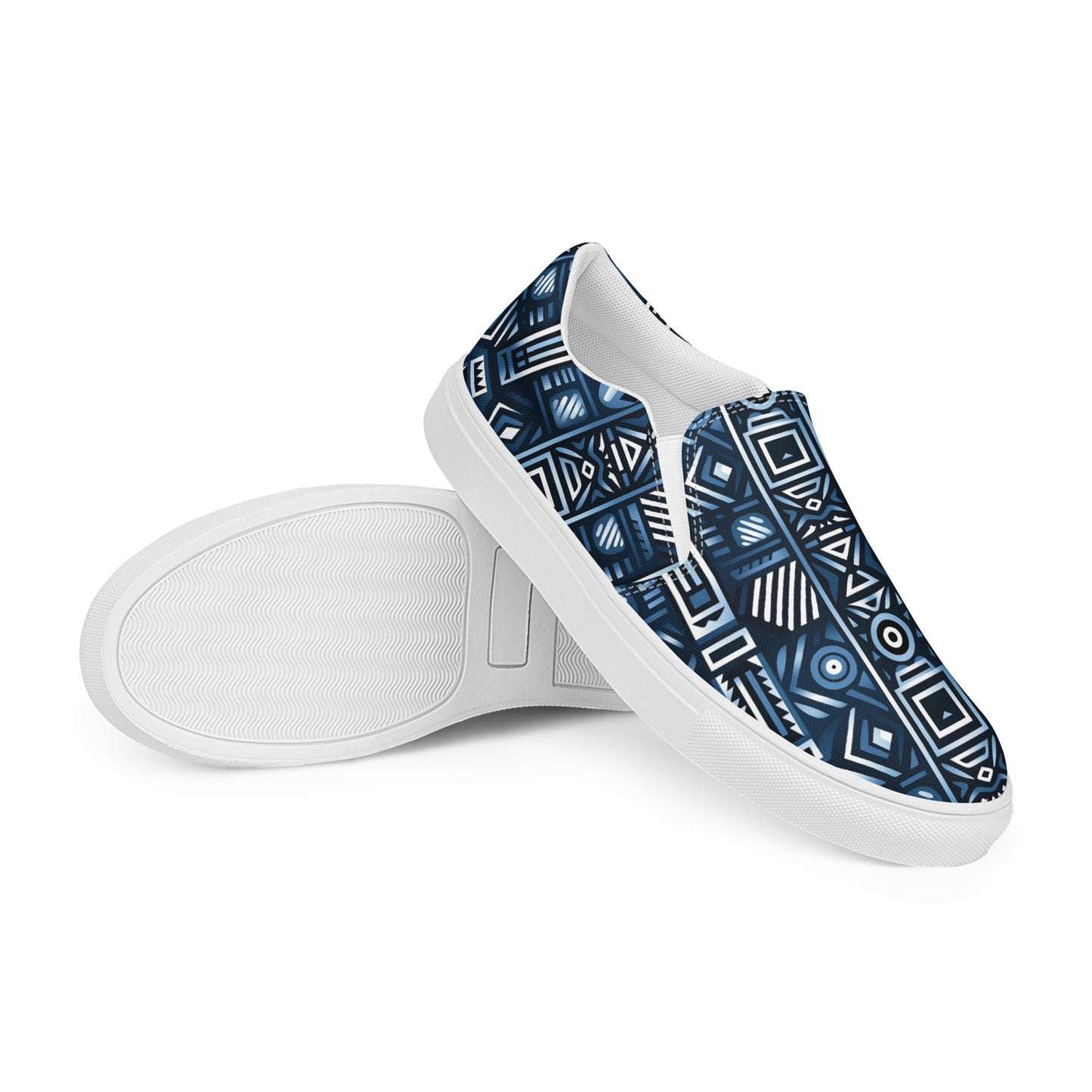 Men’s Blue Tribal Pattern slip-on canvas shoes