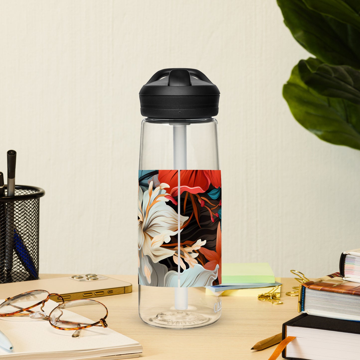 Mixed Hawaiian Flowers Sports water bottle