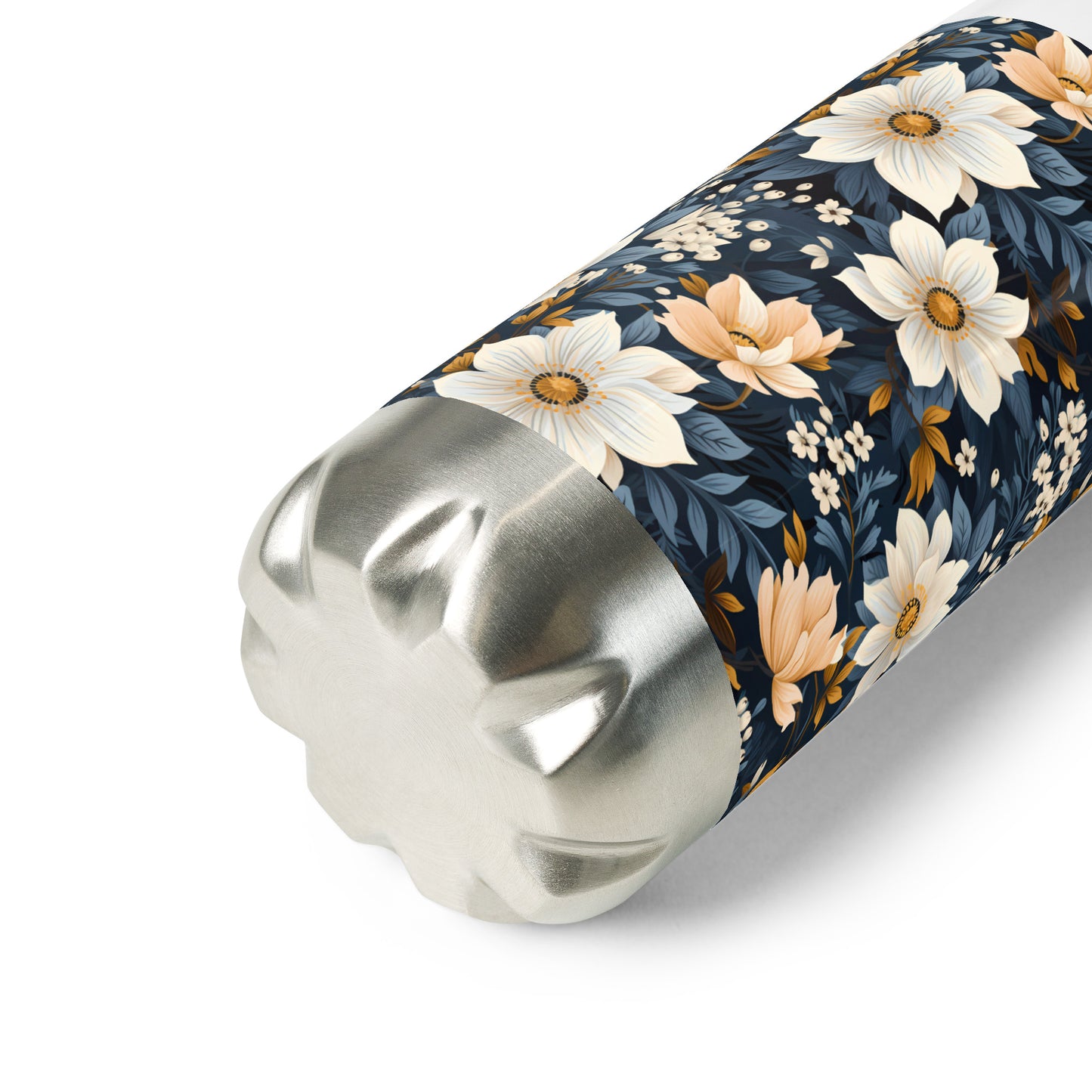 Blue & White Floral Pattern Stainless steel water bottle