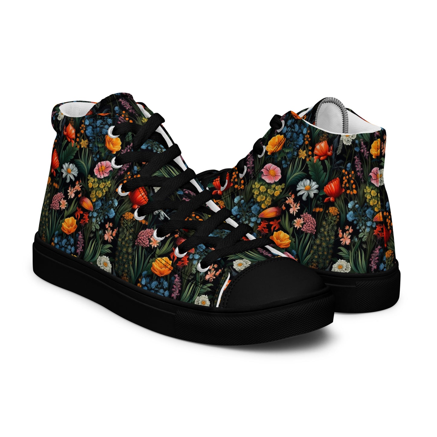 Women’s Wildflower Pattern High Top Canvas Shoes