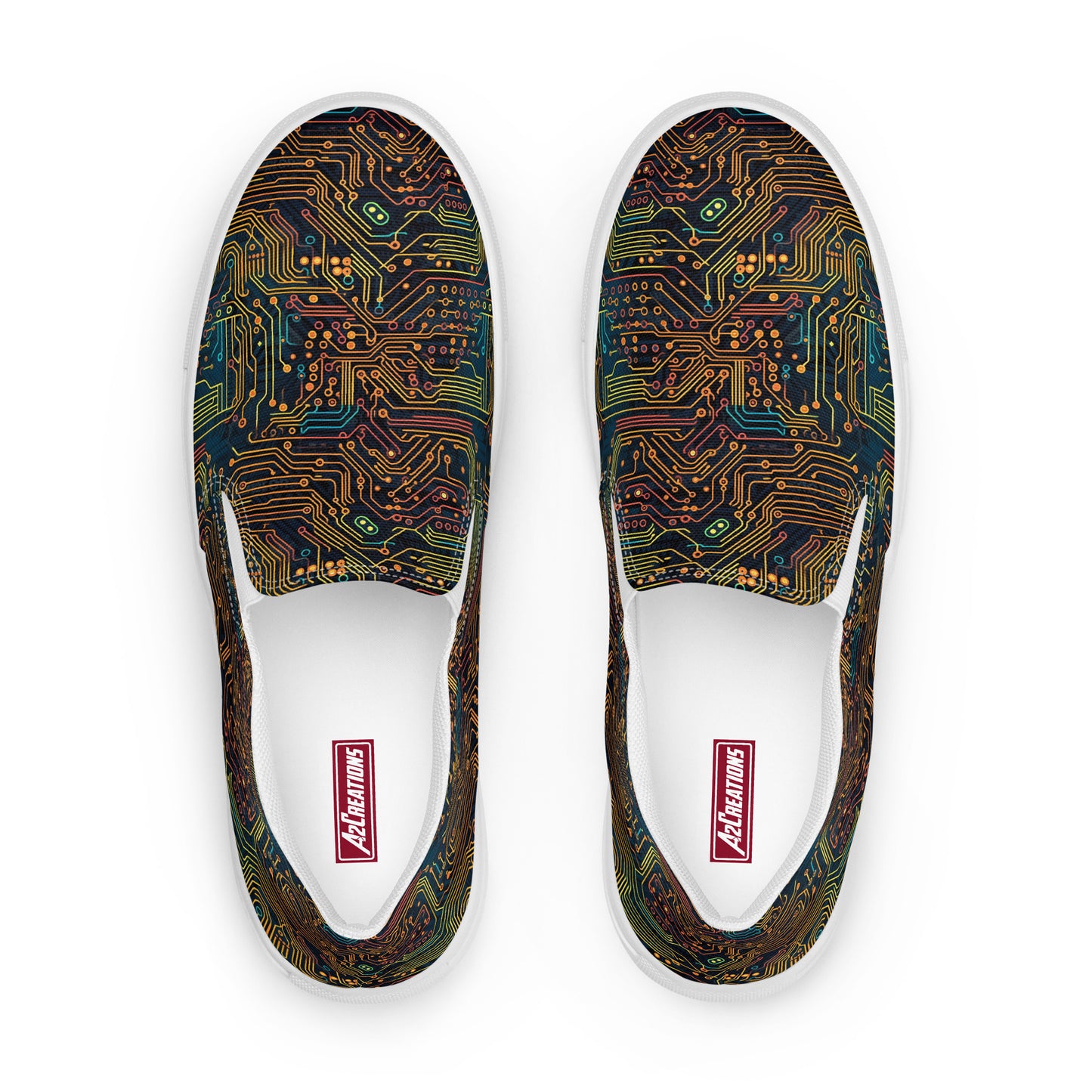 Women’s Circuit Board Pattern slip-on canvas shoes