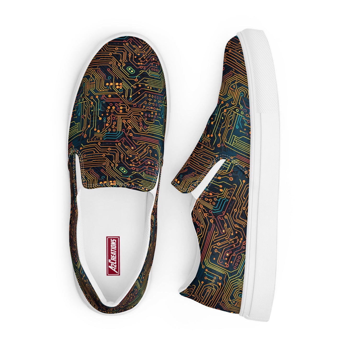 Women’s Circuit Board Pattern slip-on canvas shoes